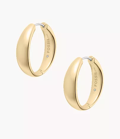 Ellis Domed Collection Medium Gold-Tone Stainless Steel Hoop Earrings - Image 4