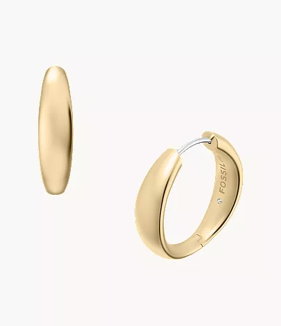 Ellis Domed Collection Medium Gold-Tone Stainless Steel Hoop Earrings - Image 5