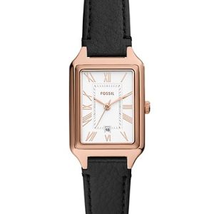 Raquel 23mm Three-Hand Date Black LiteHide? Leather Watch