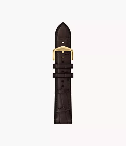 22mm Brown Leather Watch Strap - Image 2