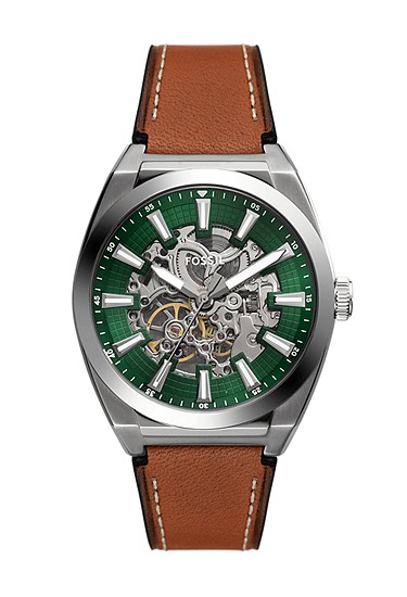 Everett 42mm Automatic Brown Leather Watch