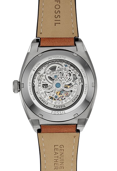 Everett 42mm Automatic Brown Leather Watch - Image 4