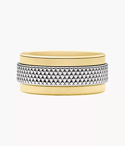 Machine Knurled Texture Two-Tone Stainless Steel Knurled Band Ring
