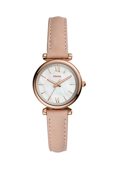 Carlie Mini 28mm Three-Hand Blush Leather Watch