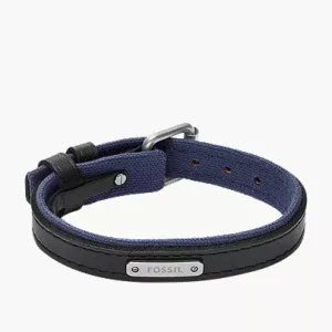 Everett Color Pop Midnight Blue and Black Leather Strap Bracelet