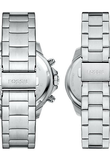 His and Hers Multifunction Stainless Steel Watch Set - Image 2