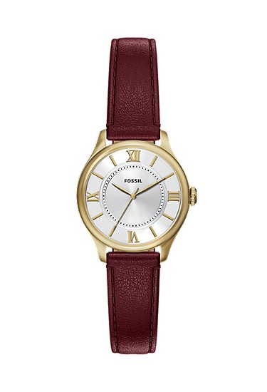 Gilmore 28mm Three-Hand Red Leather Watch
