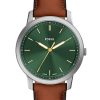 Minimalist 44mm Three-Hand Brown Leather Watch