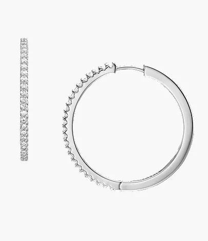 Ellis Pav?? Glitz Silver-Tone Brass Hoop Earrings