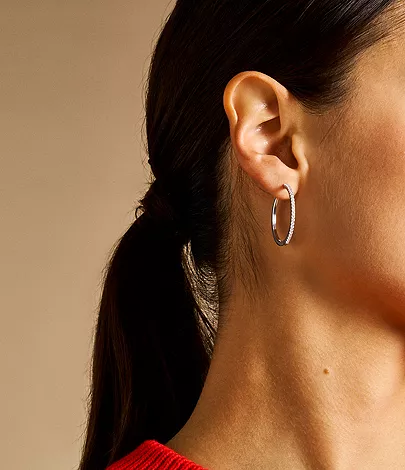 Ellis Pav?? Glitz Silver-Tone Brass Hoop Earrings - Image 2