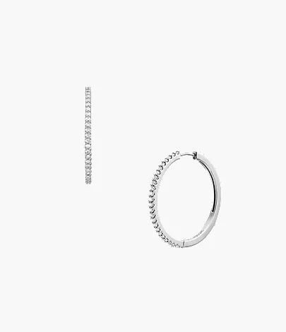 Ellis Pav?? Glitz Silver-Tone Brass Hoop Earrings - Image 3