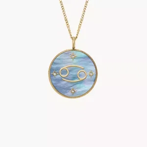 Cancer Sutton Zodiac Gold-Tone Stainless Steel Black Mother-of-Pearl Pendant Necklace