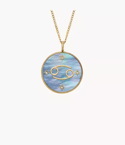 Cancer Sutton Zodiac Gold-Tone Stainless Steel Black Mother-of-Pearl Pendant Necklace