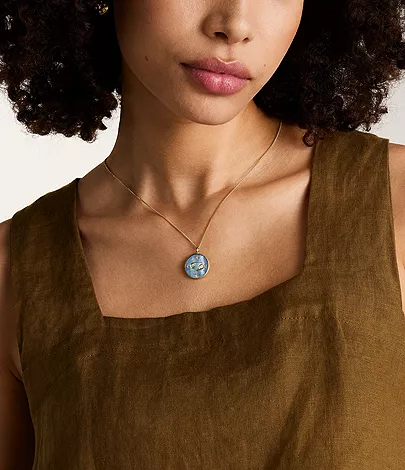 Cancer Sutton Zodiac Gold-Tone Stainless Steel Black Mother-of-Pearl Pendant Necklace - Image 2