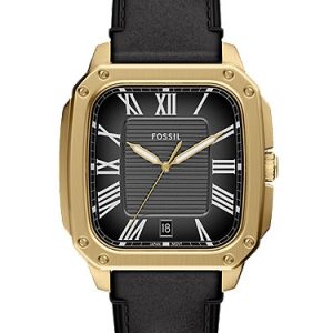 Crosby 42mm Three-Hand Black Leather Watch