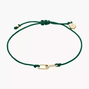 Sutton Mini Moments Green Gold-Tone Brass Pav?? Link Bracelet
