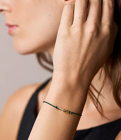 Sutton Mini Moments Green Gold-Tone Brass Pav?? Link Bracelet - Image 2
