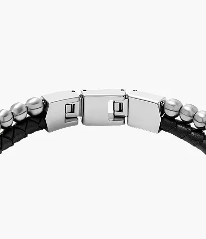 Beads Black Leather Multi-Strand Bracelet - Image 4