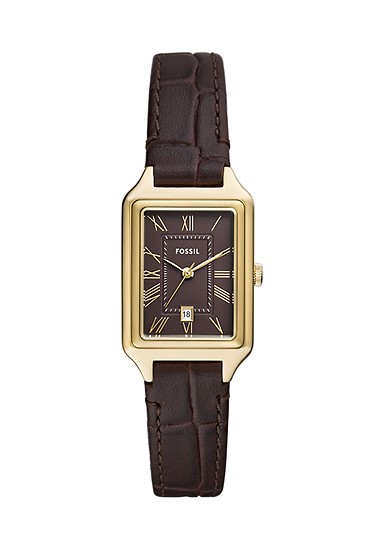 Raquel 23mm Three-Hand Date Brown Croco LiteHide? Leather Watch