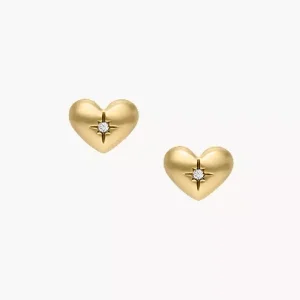 Sadie All My Love Gold-Tone Stainless Steel Heart Stud Earrings