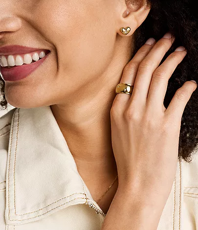 Sadie All My Love Gold-Tone Stainless Steel Heart Stud Earrings - Image 2