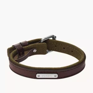 Everett Color Pop Green And Brown Leather Strap Bracelet