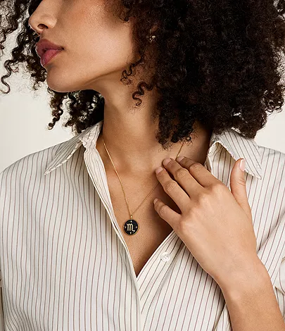 Scorpio Sutton Zodiac Gold-Tone Stainless Steel Black Sandstone Pendant Necklace - Image 2