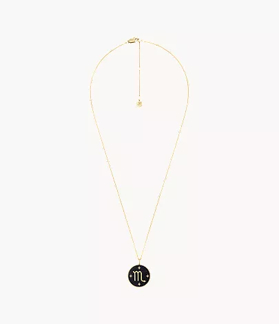 Scorpio Sutton Zodiac Gold-Tone Stainless Steel Black Sandstone Pendant Necklace - Image 4