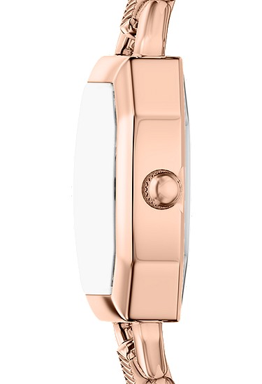 Harlow 22mm Three-Hand Green Leather and Rose Gold-Tone Stainless Steel Watch - Image 4
