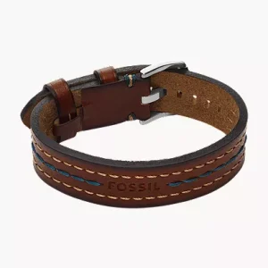 Everett Topstitch Brown Leather Strap Bracelet