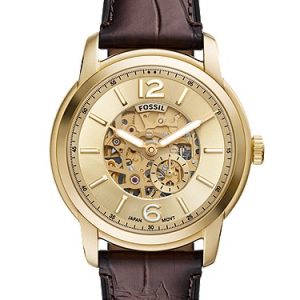 Fossil Heritage 44mm Automatic Brown Croco Leather Watch