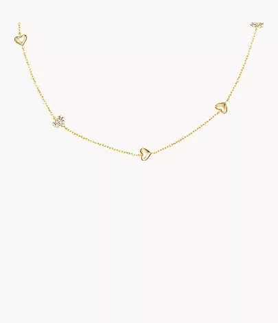 Sutton Heartbeat Gold-Tone Brass Station Necklace