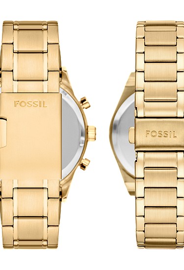 His and Her Chronograph Gold-Tone Stainless Steel Watch Gift Set - Image 2