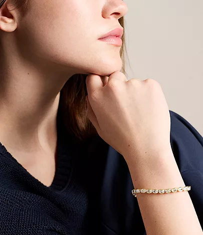 Ellis Pav?? Glitz Gold-Tone Brass Tennis Chain Bracelet - Image 2