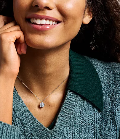 Merrit Timeless Mother Of Pearl Silver-Tone Stainless Steel Pendant Necklace - Image 2