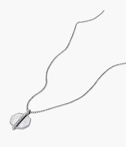 Merrit Timeless Mother Of Pearl Silver-Tone Stainless Steel Pendant Necklace - Image 3