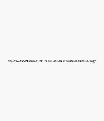 Machine Knurled Texture Two-Tone Stainless Steel Chain Bracelet - Image 4
