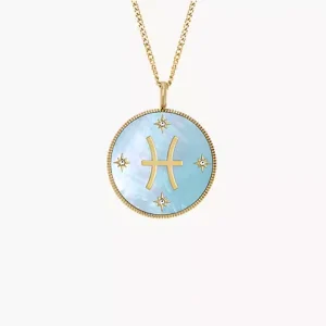 Pisces Sutton Zodiac Gold-Tone Stainless Steel Green Mother-of-Pearl Pendant Necklace