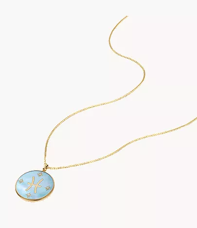 Pisces Sutton Zodiac Gold-Tone Stainless Steel Green Mother-of-Pearl Pendant Necklace - Image 3
