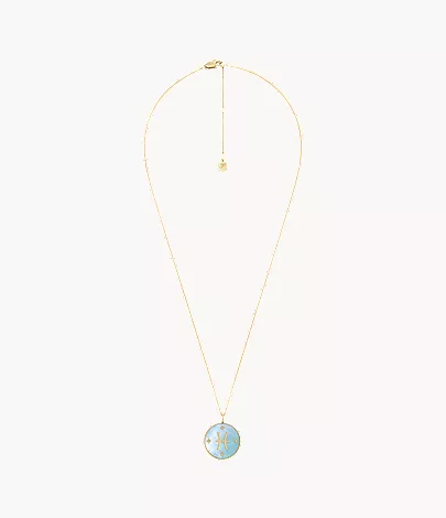 Pisces Sutton Zodiac Gold-Tone Stainless Steel Green Mother-of-Pearl Pendant Necklace - Image 4