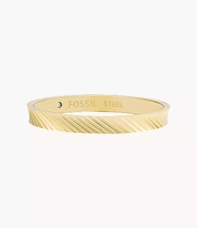 Harlow Linear Texture Gold-Tone Stainless Steel Band Ring