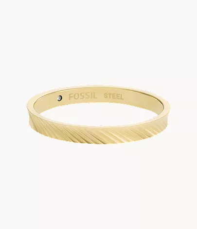 Harlow Linear Texture Gold-Tone Stainless Steel Band Ring - Image 3