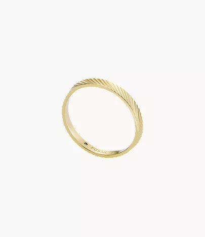 Harlow Linear Texture Gold-Tone Stainless Steel Band Ring - Image 4