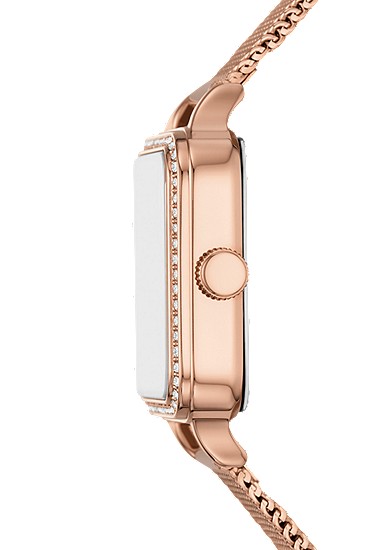 Colleen 28mm Three-Hand Rose Gold-Tone Stainless Steel Mesh Watch - Image 3