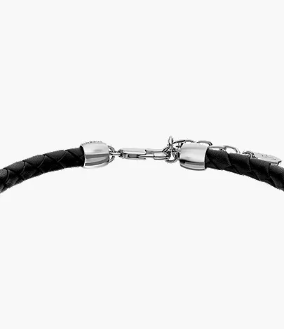 Everett Enamel Black Leather Station Bracelet - Image 4