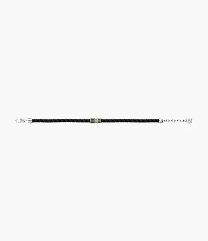 Everett Enamel Black Leather Station Bracelet - Image 5