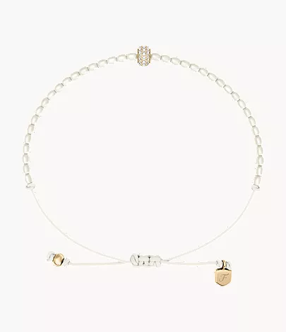 Sutton Mini Moments White Acrylic Pearl Beaded Rondelle Bracelet