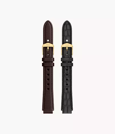 12mm Black And Brown Leather Raquel Strap Set