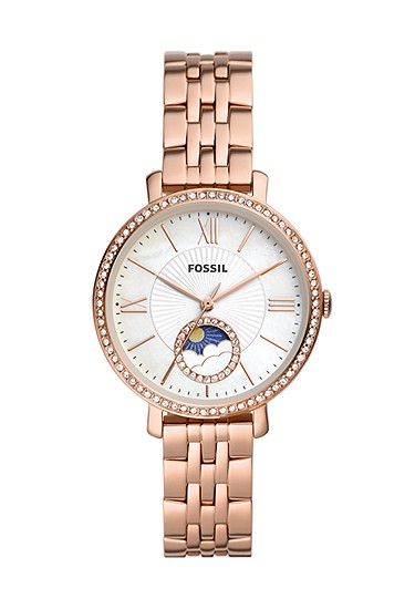 Jacqueline 36mm Sun Moon Multifunction Rose Gold-Tone Stainless Steel Watch