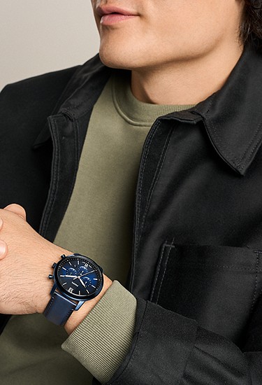 Neutra 44mm Chronograph Navy Leather Watch - Image 2